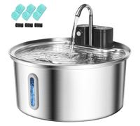 Fontaine pour Chat sans Fil - Fontaine à Eau pour Chat en Acier Inoxydable - 3.2L Fontaine pour Chat avec Capteur de Mouvement et Batterie d'une Autonomie de 45 Jours - 3 Filtres + 3 éponges