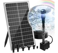 Fontaine Solaire 15W Panneau Verre Amélioré-6 Buses - Installation Réglable-DIY Multiscénarios pour Bain d’Oiseaux Aquarium Jardin