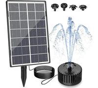 Fontaine solaire 3,5 W, panneau en verre amélioré avec buses de rechange, douche d'oiseaux jardin, fontaine cascade