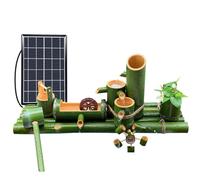 Fontaine Solaire à Pompe à Eau, Fontaine Feng Shui Zen en Bambou avec Roue à Eau, Conception à Plusieurs Niveaux, Tuyau d'eau de 2 m, pour Jardin, terrasse ou intérieur extérieur.(90CM)