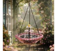 Fontaine solaire à suspendre en cascade pour oiseaux avec pompe solaire et bol en verre, grands colibris pour terrasse, cour, jardin (violet)