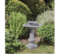 Fontaine solaire bain d'oiseau 2 niveaux Chatsworth - SMART SOLAR - Gris - Aspect pierre ancienne - Autonome