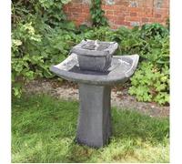 Fontaine solaire bain d'oiseau 2 niveaux Pagode - SMART SOLAR - Gris - Cascade - Solaire