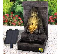 Fontaine solaire de jardin Décorative avec cascade, lampe et pompe de bassin pour terrasse et balcon Batterie lithium-ion