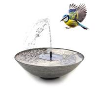 Fontaine solaire d'extérieur avec bac, 45 cm, bac décoratif et fontaine flottante solaire comme jeu d'eau d'extérieur, abreuvoir de balcon, lieu de bain de jardin pour oiseaux, grise