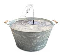 Fontaine solaire d'extérieur avec bac, 50 cm, bac décoratif et fontaine flottante solaire comme jeu d'eau d'extérieur, abreuvoir de balcon, lieu de bain de jardin pour oiseaux, zinc