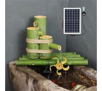 Fontaine solaire en bambou 70 cm, fontaine à eau solaire avec pompes pour bassin, kit de fontaine en bambou avec roue à eau, fontaine zen Feng Shui en bambou, pour jardin intérieur et extérieur