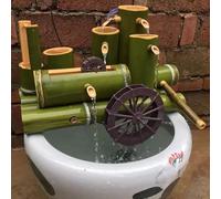 Fontaine solaire en bambou fabriquée à la main avec roue, décoration Feng Shui pour jardin, terrasse, étang, balcon, aquarium, sérénité extérieure