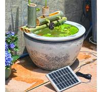 Fontaine solaire en bambou, fontaine à eau aux accents de bambou avec panneau solaire 12V6W/pompe à eau/tuyau silencieux, kit de fontaines en bambou, pour une utilisation intérieure/extérieure,40cm