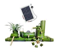 Fontaine solaire en bambou, fontaine d'eau de jardin en bambou avec pompe à eau USB DC 3 W, panneau solaire avec cadre en aluminium 9 V 10 W, pompe à eau 12 V 5 W DC, pour pelouse d'arrière-cour,40cm