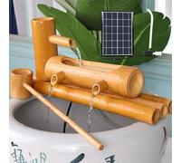 Fontaine solaire en bambou, kit de fontaine à eau et de pompe, accents de bambou, style résistant aux fissures, tout en bambou naturel, pour terrasse, intérieur/extérieur, décoration de jardin zen,C