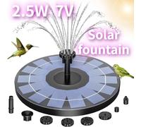 Fontaine solaire extérieure 1W/1.5W/2.5W, Kit de pompe de fontaine solaire pour étang de jardin avec 6 buses pour la décoration de jardin 2.5W