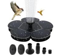 Fontaine Solaire Exterieure de Jardin 2025, Pompe Solaire Bassin 1.4W à 6 Buses,Hauteur de Jet (55-95 cm) (Noir)