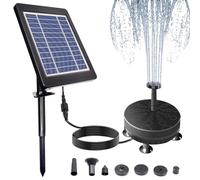 Fontaine Solaire Exterieure De Jardin 3.5W, Pompe Solaire Bassin Exterieur avec 3M Câble, 6 Effets De Fontaine 180L/H, Pompe Bassin Exterieur pour Bain d'oiseaux Jardin Etang Piscine