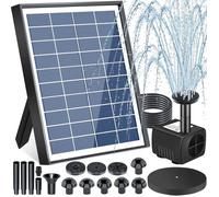 Fontaine Solaire Extérieure de Jardin, 6,5W Pompe Solaire Bassin Exterieur, Solaire Flottant Extérieur Fontaine avec 9 Buse
