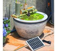 Fontaine solaire - Fontaine zen en bambou avec pompe pour décoration extérieure, décoration Feng Shui pour espaces tranquilles