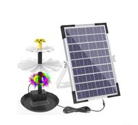 Fontaine solaire pour bain d'oiseaux 6 W 9 V, pompe à eau solaire avec 9 buses et batterie 1500 mAh, fontaines solaires pour étangs de jardin et piscines (avec lumière)
