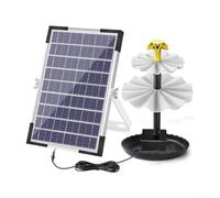 Fontaine solaire pour bain d'oiseaux 6 W 9 V, pompe à eau solaire avec 9 buses et batterie 1500 mAh, fontaines solaires pour étangs de jardin et piscines (sans lumière)