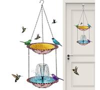 Fontaine Solaire pour Bain d'oiseaux, Arroseur résistant aux intempéries avec Plateau pour Nourriture, Fontaine Solaire Oiseaux, pour Jardin Terrasse Piscine Balcon Cour Maison Paysagisme