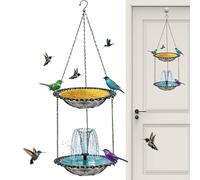 Fontaine solaire pour bain d'oiseaux décoratif avec plateau nourriture
