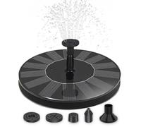 Fontaine solaire pour l'extérieur - Pompe à eau solaire flottante de 16 cm avec 5 embouts interchangeables - Fontaine d'eau comme balcon, mini étang ou fontaine de jardin - Bain d'oiseaux
