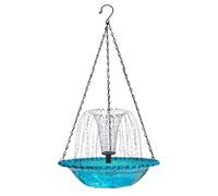 Fontaine solaire pour oiseaux - 3,5 W - 7 buses - 4 tuyaux fixes pour colibris - Bain d'oiseaux, jardin, piscine et étang - Bleu - 46 cm
