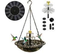 Fontaine Solaire pour Oiseaux Décorative avec Pomme d'arrosage et Pompe