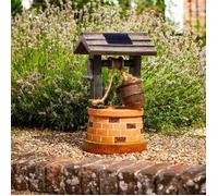 Fontaine solaire Puits - SMART SOLAR - Cascade - Marron - Bois et résine à effet pierre - Alimentation solaire