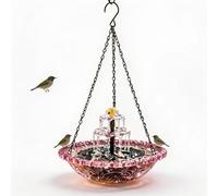 Fontaine Suspendue Solar Cascade pour Oiseaux - Fontaine Dextérieur Solaire 2026 pour Jardin, Terrasse Et Cour - Élégant Bain Doiseaux Gris avec Eau Courante Pink