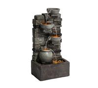Teamson Home Fontaine Cascade 4 Niveaux Pierre Grise Extérieur LED