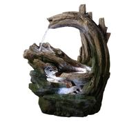 Teamson Home Fontaine Jardin extérieure 82 cm Design Roches Effet forêt et Bois, avec éclairage LED intégré, Gris