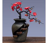 Fontaine Vase Feng Shui De Bureau, en Résine Plastique Peinte à La Main, 11,8 X 7,1 X 15,7 Pouces, Conception Légère, Symbole Deau Courante Et De Richesse