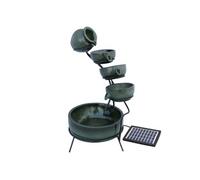 MonsterShop Fontaine de jardin solaire Ornement extérieur sphère autoportante 4 niveaux - vert