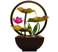 Fontaines à eau d'intérieur, mini cascade de feuilles à 3 niveaux avec rochers et anneaux lumineux, cascade de bureau USB pour chambre coucher, salon, bureau, méditation Fontaines d'eau 'intérieu