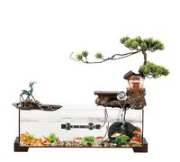 Fontaines Cascade de Table Fontaine de Table Grand Aquarium en Verre Fontaine à Eau Courante Ornements Décoration créative Salon Bureau Décoration de Bureau Fontaine à Eau pour Chat