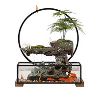 Fontaines Cascade de Table Ornement Chanceux d'eau Qui coule de Fontaine Table avec l'aquarium en Verre et la décoration Bureau à Maison d'anneau Lampe Fontaine à Eau pour Chat