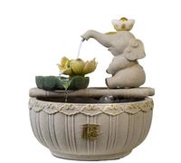 Fontaines Cascade Fontaine de Bureau en Forme d'éléphant, système d'eau d'intérieur, Ornements Circulation, aménagement paysager(Blanc)