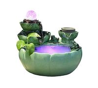 Fontaines De Table Fontaine À Eau De Table Avec Boule Rotative Et Pompe Fleur De Lotus Feuille De Lotus Cascade Design Fontaine D'Intérieur Pour Bureau Décoration D'Intérieur, Relaxation Verte F, Cou