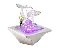 Fontaines de table Fontaine d'eau de table - Cascade intérieure Fonction Éclairage LED éclairage ambiant et cascade naturelle Sons - pour bureau Home Office Desktop Décor Fontaine de bureau