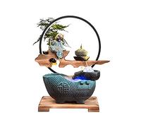 Fontaines de table Zen Tabletop Water Fountain - Lumières LED lumineuses - Cascade de détente intérieure de 16,9 pouces couvre un excellent cadeau pour la maison ou le bureau Décor Fontaine de bureau