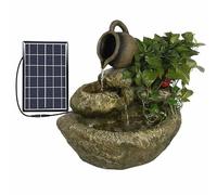 Fontaines d'extérieur solaires, Style Cascade Vintage, fontaines en Pierre avec éclairage pour Jardin, terrasse, Cour, Balcon, Porche et décoration intérieure