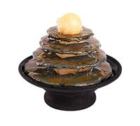 Fontaines d'intérieur Pyramide Zen intérieur Table-Top Fontaine d'eau avec la lumière 7.8" 4 hiérarchisé Feng Shui balle Fontaine d'eau for Table Bureau Bureau Accueil Détente Chambre