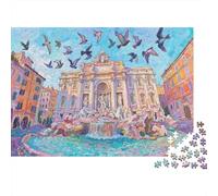 Fontana Di Trevi Puzzles pour Adultes 1000 Teile Rome ÉduChatif Challenge Toy Artisanat Cadeau Famille Décor À La Maison Jeu D'adresse pour Toute La Famille 1000pcs (75x50cm)