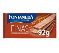 Fontaneda Gaufrettes Fines Fourrées au Chocolat au Lait, Pack de 3 Paquets de 92g, Marque Espagnole Traditionnelle