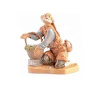 FONTANINI PASTORE IN GINOCCHIO CON UOVA 6,5CM IN RESINA STATUINA PRESEPE (F-260)