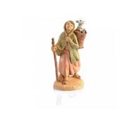 Fontanini Pastorella Con Agnellino 6,5cm Statuina Presepe In Resina (F-250) Multicolore