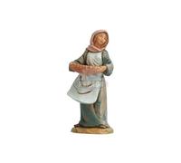 Fontanini Pastorella Con Cesta Di Olive 12cm In Resina Statuina Presepe (F-114) Multicolore