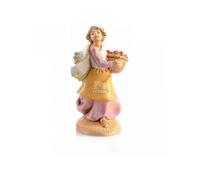 Fontanini Pastorella Con Cesto Frutta 6,5cm In Resina Statuina Presepe (F-252) Multicolore