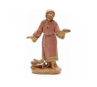 Fontanini Pâtre Avec Panier De Pain 12CM En Résine Figurine De Crèche (F-150)