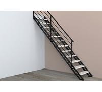 Fontanot Escalier Droit Bois Métal 80 cm + Garde-Corps Pop 12 Marches Blanchies - K04121000+K04107000